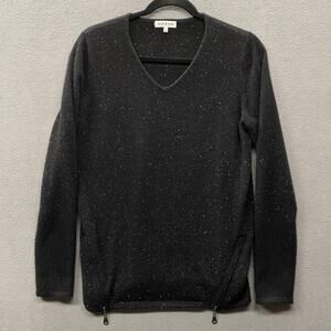 Knyt Lynk Cashmere V Neck Sweater Black Women S Speckled Casual Cozy Long Sleeve